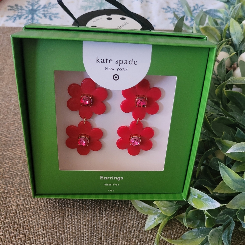Kate Spade Red Flower Earrings - Picture 4 of 4